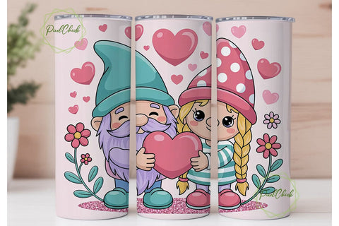 Valentine Gnomes 20oz Tumbler Wrap Sublimation PixelChick 