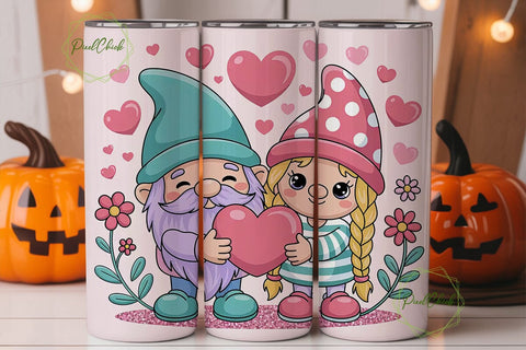 Valentine Gnomes 20oz Tumbler Wrap Sublimation PixelChick 