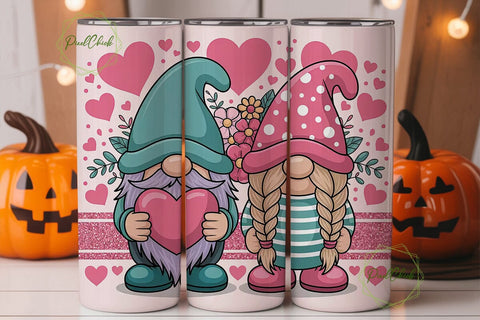 Valentine Gnomes 20oz Tumbler Wrap Sublimation PixelChick 