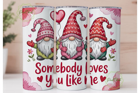 Valentine Gnomes 20oz Tumbler Wrap Sublimation PixelChick 