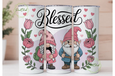 Valentine Gnomes 20oz Tumbler Wrap Sublimation PixelChick 