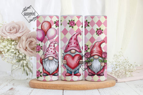 Valentine Gnomes 20oz Tumbler Wrap Sublimation sassyprint 