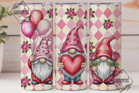 Valentine Gnomes 20oz Tumbler Wrap Sublimation sassyprint 