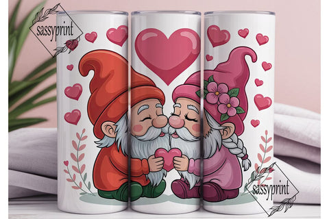 Valentine Gnomes 20oz Tumbler Wrap Sublimation sassyprint 