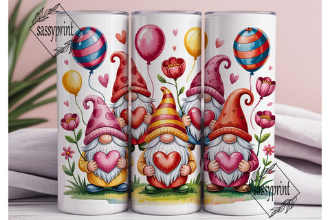 Valentine Gnomes 20oz Tumbler Wrap Sublimation sassyprint 