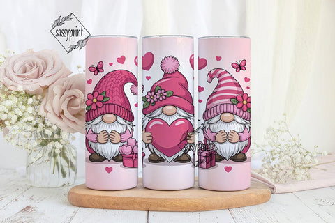 Valentine Gnomes 20oz Tumbler Wrap Sublimation sassyprint 