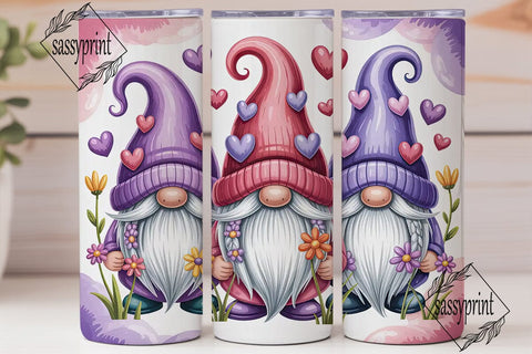 Valentine Gnomes 20oz Tumbler Wrap Sublimation sassyprint 