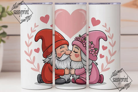 Valentine Gnomes 20oz Tumbler Wrap Sublimation sassyprint 
