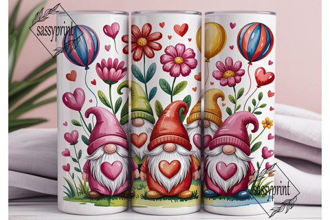 Valentine Gnomes 20oz Tumbler Wrap Sublimation sassyprint 