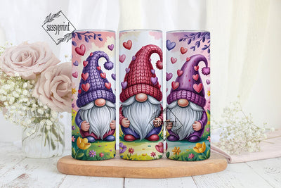 Valentine Gnomes 20oz Tumbler Wrap Sublimation sassyprint 