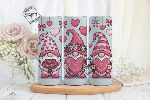 Valentine Gnomes 20oz Tumbler Wrap Sublimation sassyprint 