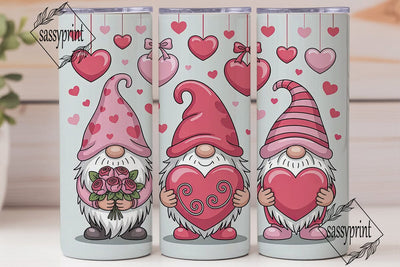 Valentine Gnomes 20oz Tumbler Wrap Sublimation sassyprint 