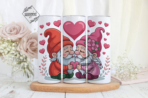 Valentine Gnomes 20oz Tumbler Wrap Sublimation sassyprint 