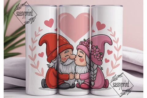 Valentine Gnomes 20oz Tumbler Wrap Sublimation sassyprint 