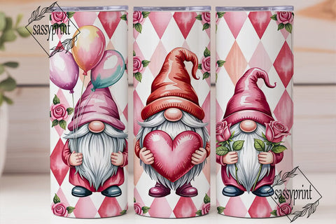 Valentine Gnomes 20oz Tumbler Wrap Sublimation sassyprint 