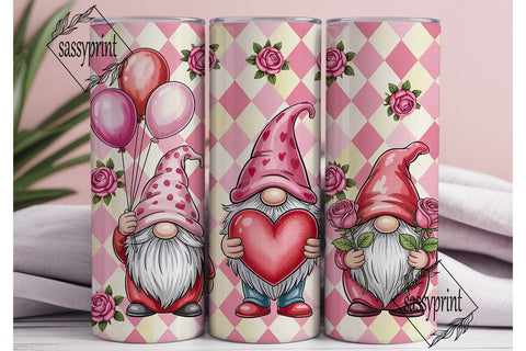 Valentine Gnomes 20oz Tumbler Wrap Sublimation sassyprint 