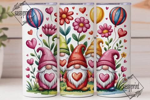 Valentine Gnomes 20oz Tumbler Wrap Sublimation sassyprint 