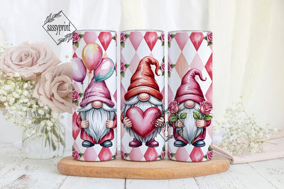 Valentine Gnomes 20oz Tumbler Wrap Sublimation sassyprint 
