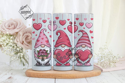 Valentine Gnomes 20oz Tumbler Wrap Sublimation sassyprint 