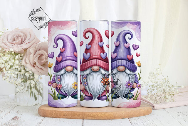 Valentine Gnomes 20oz Tumbler Wrap Sublimation sassyprint 