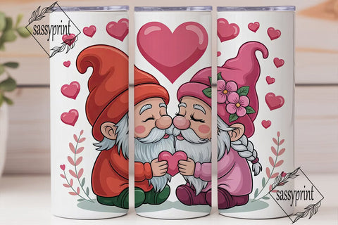 Valentine Gnomes 20oz Tumbler Wrap Sublimation sassyprint 