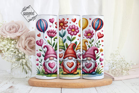 Valentine Gnomes 20oz Tumbler Wrap Sublimation sassyprint 