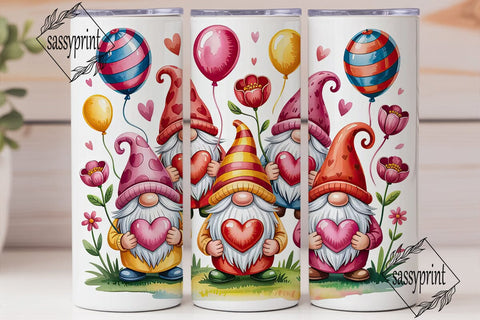 Valentine Gnomes 20oz Tumbler Wrap Sublimation sassyprint 