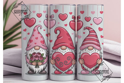 Valentine Gnomes 20oz Tumbler Wrap Sublimation sassyprint 