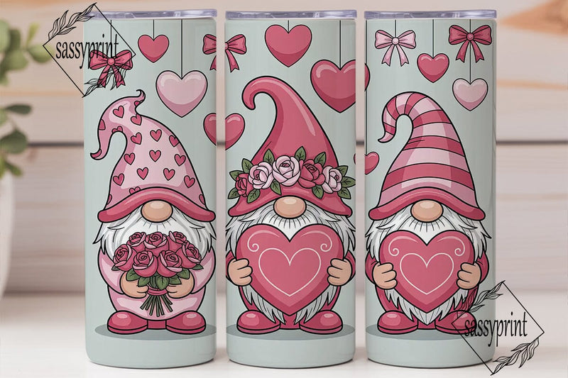Valentine Gnomes 20oz Tumbler Wrap Sublimation sassyprint 