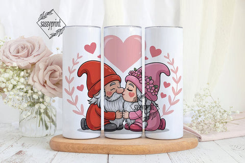 Valentine Gnomes 20oz Tumbler Wrap Sublimation sassyprint 
