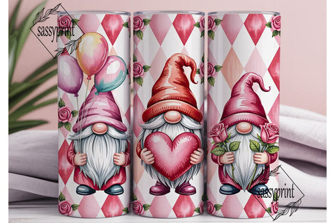 Valentine Gnomes 20oz Tumbler Wrap Sublimation sassyprint 