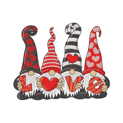 Valentine Gnomes Embroidery Design, Valentine's Day Embroidery File, 3 sizes, Instant Download Embroidery/Applique DESIGNS Nino Nadaraia 