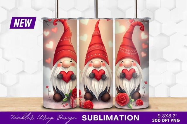 Valentine Gnomes Holding Hearts Roses Gift Box Sublimation Regulrcrative 