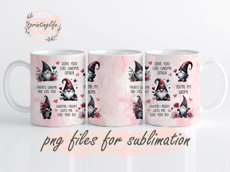 Valentine Gnomes Mug Wrap Design, Instant Digital Design Download Mug Wrap Design, Mug Design PNG Sublimation PrintingLife 