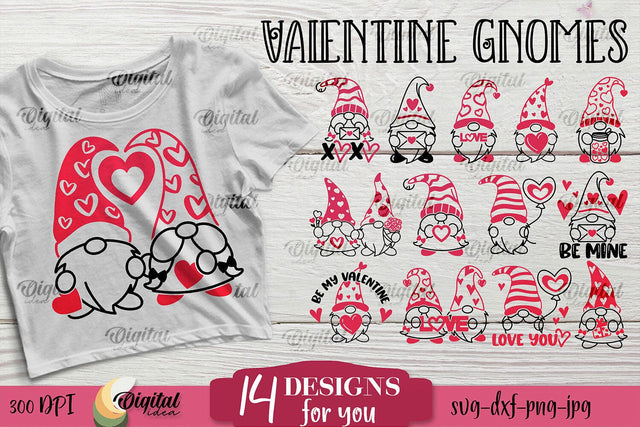 Valentine Gnomes SVG Bundle. Love SVG. T-Shirt Design SVG Evgenyia Guschina 