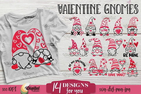 Valentine Gnomes SVG Bundle. Love SVG. T-Shirt Design SVG Evgenyia Guschina 