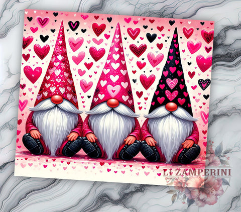 Valentine Gnomes Tumbler Wrap, Cute Gnome Design, 20oz Sublimation Wrap, Digital Download Tumbler, Romantic Gnome Gift, Love Gnome Art, Holiday Tumbler, Valentine's Day Sublimation Li Zamperini 