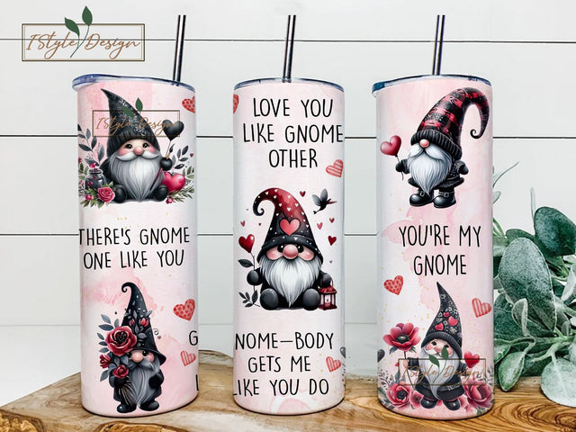 Valentine Gnomes Tumbler Wrap PNG 20 oz Skinny Tumbler Sublimation Design Instant Digital Download, Cute Love Gnome Saying Tumbler Wrap Sublimation iStyleDesign 