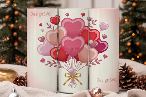 Valentine Heart Balloons 20oz Tumbler Sublimation DesignSVG 