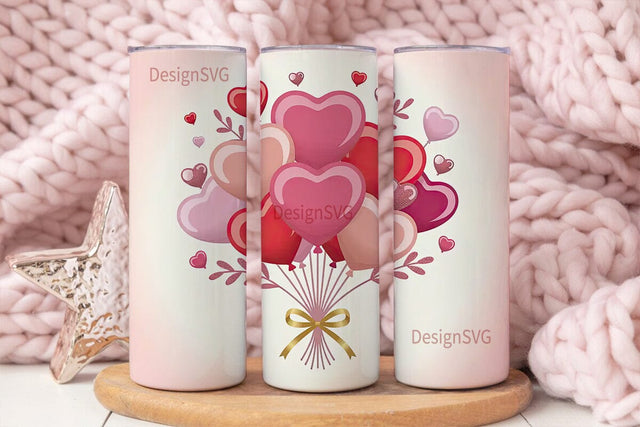 Valentine Heart Balloons 20oz Tumbler Sublimation DesignSVG 