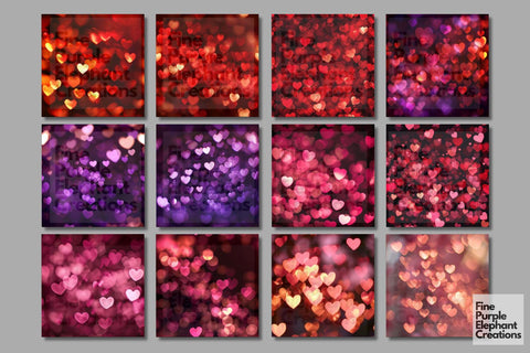 Valentine Heart Bokeh Texture Digital Pattern Fine Purple Elephant Creations 