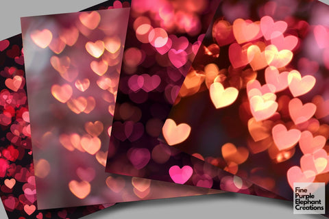 Valentine Heart Bokeh Texture Digital Pattern Fine Purple Elephant Creations 