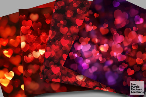 Valentine Heart Bokeh Texture Digital Pattern Fine Purple Elephant Creations 