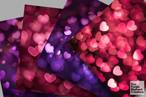 Valentine Heart Bokeh Texture Digital Pattern Fine Purple Elephant Creations 