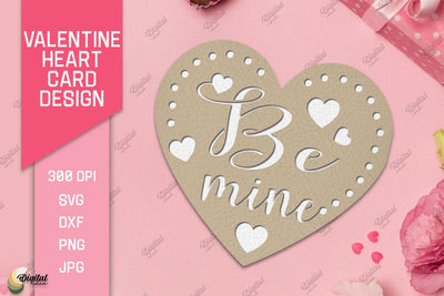 Valentine Heart Card Paper Cut. Greeting Card SVG 3D Paper Evgenyia Guschina 
