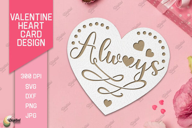 Valentine Heart Card Paper Cut. Greeting Card SVG 3D Paper Evgenyia Guschina 