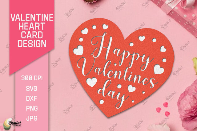 Valentine Heart Card Paper Cut. Greeting Card SVG 3D Paper Evgenyia Guschina 