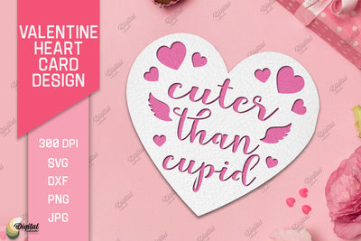Valentine Heart Card Paper Cut. Greeting Card SVG 3D Paper Evgenyia Guschina 