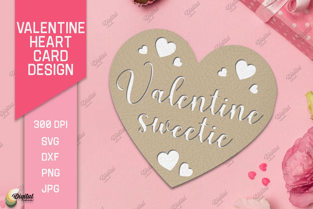 Valentine Heart Card Paper Cut. Greeting Card SVG 3D Paper Evgenyia Guschina 
