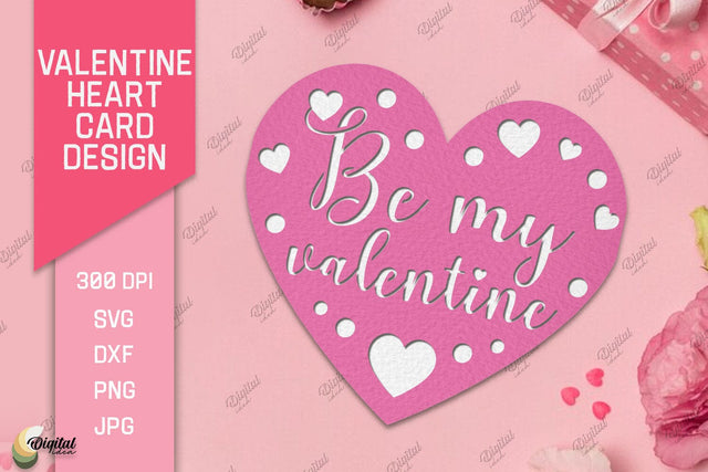 Valentine Heart Card Paper Cut. Greeting Card SVG 3D Paper Evgenyia Guschina 